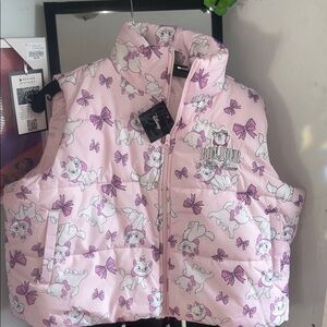 Disney Pink Bonjour Cat Puffer Vest